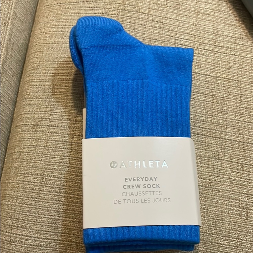 Athleta Blue Casual Socks with Ribbed Texture